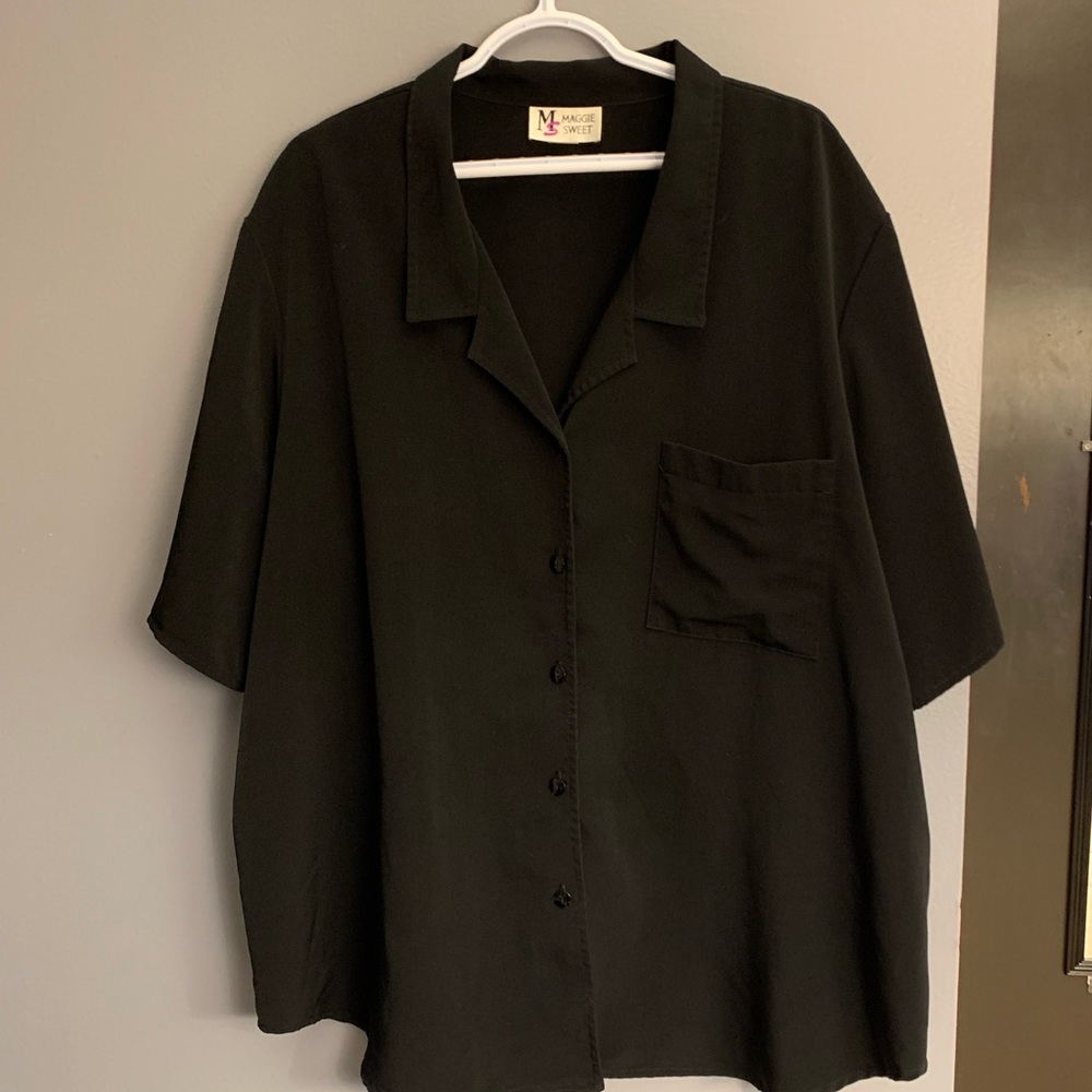 Black, short sleeve, button up shirt